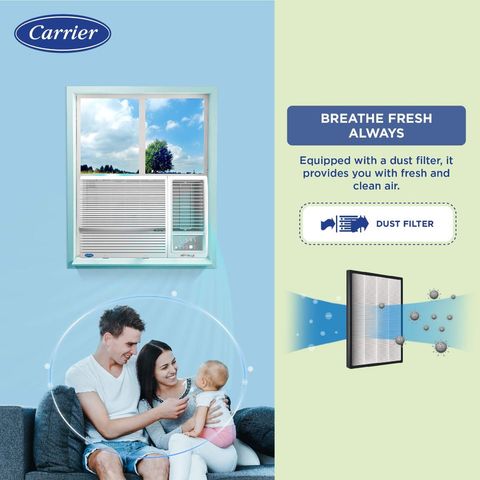 Carrier ESTRELLA EXi 1.5 Ton 3 Star Inverter Window AC (2024 Model, Copper Condenser, Dust Filter, CIW18EC3R34F0)