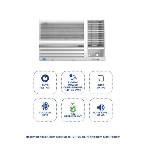 Carrier ESTRELLA EXi 1.5 Ton 3 Star Inverter Window AC (2024 Model, Copper Condenser, Dust Filter, CIW18EC3R34F0)