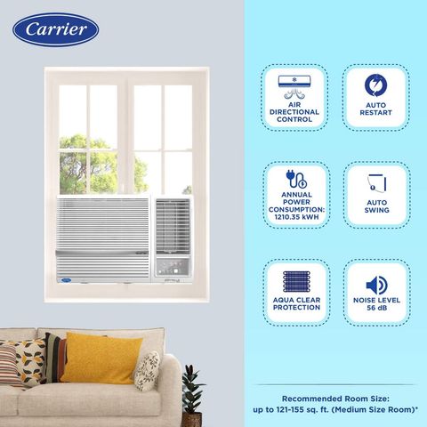 Carrier ESTRELLA EXi 1.5 Ton 3 Star Inverter Window AC (2024 Model, Copper Condenser, Dust Filter, CIW18EC3R34F0)