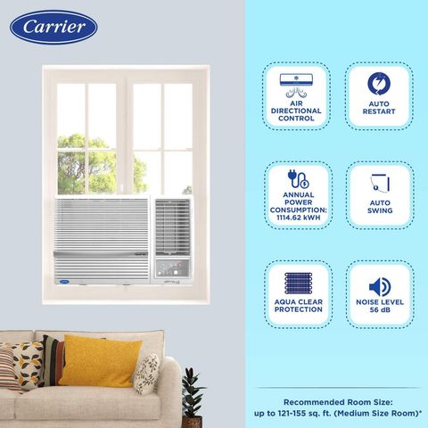 Carrier ESTRELLA Exi 1.5 Ton 5 Star Inverter Window AC (2024 Model, Copper Condenser, Dust Filter, CIW18EC5R32F0)