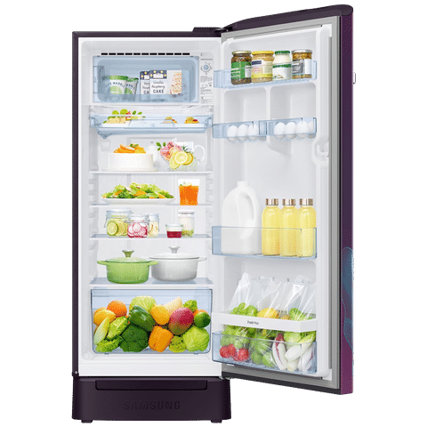 SAMSUNG 215 Litres 5 Star Direct Cool Single Door Refrigerator with Base Stand Drawer (RR23D2H259RHL, Paradise Bloom Purple)