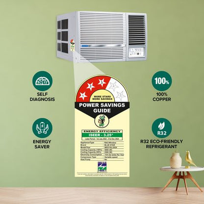 Blue Star L Series 1.5 Ton 3 Star Inverter Window AC (2024 Model, Copper Condenser, Dust Filter, WID318L)