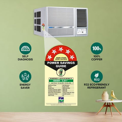 Blue Star L Series 1.5 Ton 5 Star Inverter Window AC (2024 Model, Copper Condenser, Dust Filter, WID518L)