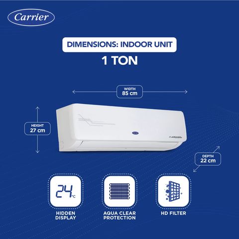 Carrier Ester Neo Plus Exi 6 in 1 Convertible 1 Ton 3 Star Inverter Split AC with Auto Cleanser (2024 Model, Copper Condenser, CAI12ER3R34F0)