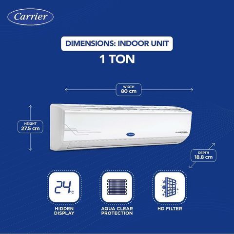 Carrier Ester Neo Exi 6 in 1 Convertible 1 Ton 5 Star Inverter Split AC with Auto Cleanser (2024 Model, Copper Condenser, CAI12ES5R34F0)