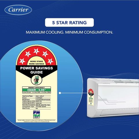 Carrier Ester Neo Exi 6 in 1 Convertible 2 Ton 5 Star Inverter Split AC with Auto Cleanser (2024 Model, Copper Condenser, CAI24ES5R34F0)