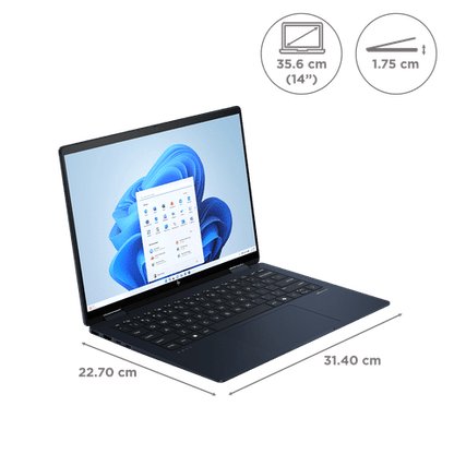 HP Envy x360 Intel Core Ultra 5 Touchscreen 2-in-1 Laptop (16GB, 512GB SSD, Windows 11 Home, 14 inch WUXGA IPS Display, MS Office 2021, Atmospheric Blue, 1.44 KG)