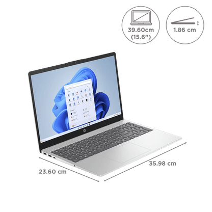 HP FD1099TU Intel Core Ultra 5 Thin and Light Laptop (16GB, 512GB SSD, Windows 11 Home, 15.6 inch Full HD Display, MS Office 2021, Natural Silver, 1.59 KG)