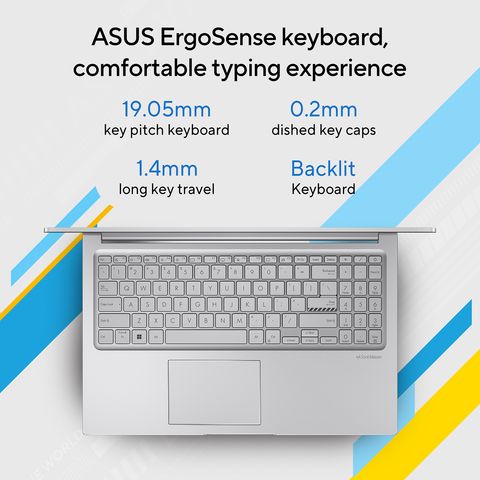 ASUS Vivobook 15 Intel Core i3 12th Gen Laptop (8GB, 512GB SSD, Windows 11 Home, 15.6 inch Full HD Display, MS Office 2021, Cool Silver, 1.7 KG)