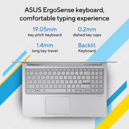 ASUS Vivobook 15 Intel Core i3 12th Gen Laptop (8GB, 512GB SSD, Windows 11 Home, 15.6 inch Full HD Display, MS Office 2021, Cool Silver, 1.7 KG)