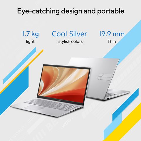 ASUS Vivobook 15 Intel Core i3 12th Gen Laptop (8GB, 512GB SSD, Windows 11 Home, 15.6 inch Full HD Display, MS Office 2021, Cool Silver, 1.7 KG)