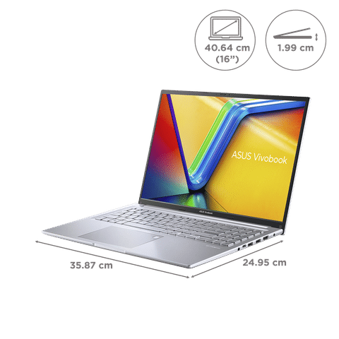 ASUS Vivobook 16 Intel Core i5 12th Gen Thin & Light Laptop (16GB, 512GB SSD, Windows 11 Home, 16 inch WUXGA Display, MS Office 2021, Transparent Silver, 1.81 KG)