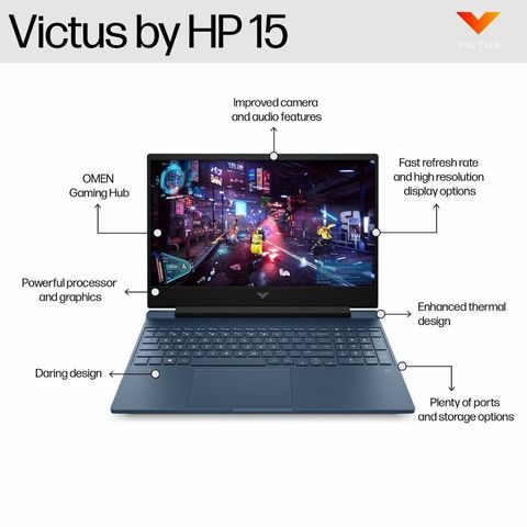 HP Victus Intel Core i5 13th Gen Gaming Laptop (16GB, 512TB SSD, Windows 11 Home, 4GB Graphics, 15.6 inch 144 Hz Full HD IPS Display, NVIDIA GeForce RTX 2050, Performance Blue, 2.29 KG)