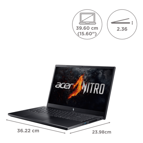 acer ANV15-41-R2VD AMD Ryzen 5 Gaming Laptop (8GB, 512GB, Windows 11, 6GB Graphics, 15.6 inch 144 Hz Full HD IPS LED Backlit Display, NVIDIA GeForce RTX 3050, MS Office 2021, Obsidian Black, 2.10 Kg)