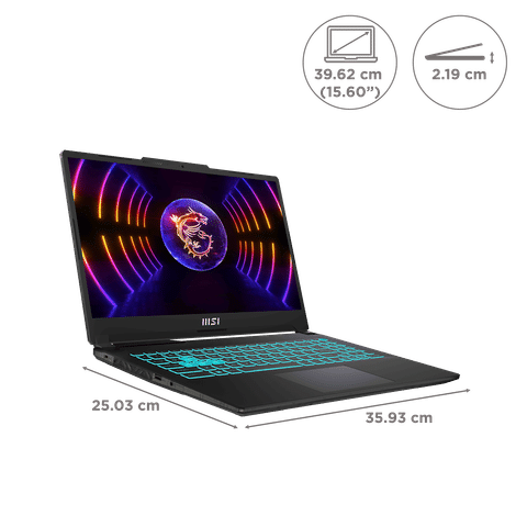 MSI Cyborg 15 Intel Core i7 13th Gen Gaming Laptop (16GB, 512GB SSD, Windows 11 Home, 8GB Graphics, 15.6 inch 144 Hz FHD Display, NVIDIA GeForce RTX 4060, MS Office 2021, Translucent Black, 1.98 KG)