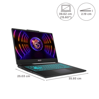 MSI Cyborg 15 Intel Core i7 13th Gen Gaming Laptop (16GB, 512GB SSD, Windows 11 Home, 8GB Graphics, 15.6 inch 144 Hz FHD Display, NVIDIA GeForce RTX 4060, MS Office 2021, Translucent Black, 1.98 KG)