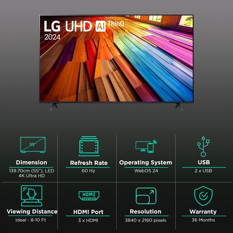 LG UT80 139.7 cm (55 inch) LED 4K Ultra HD WebOS TV with Filmmaker Mode (2024 model)