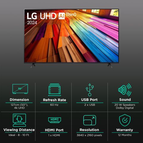 LG UT80 127 cm (50 inch) LED 4K Ultra HD WebOS TV with Filmmaker Mode (2024 model)