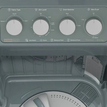 Whirlpool 8.5 kg 5 Star Semi Automatic Washing Machine with 3D Lint Filter (Hydrowash Premier, 30341, Silver Mint)