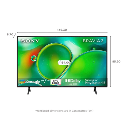 SONY Bravia 2 165.1 cm (65 inch) 4K Ultra HD Google TV with Live Colour Technology (2024 model)