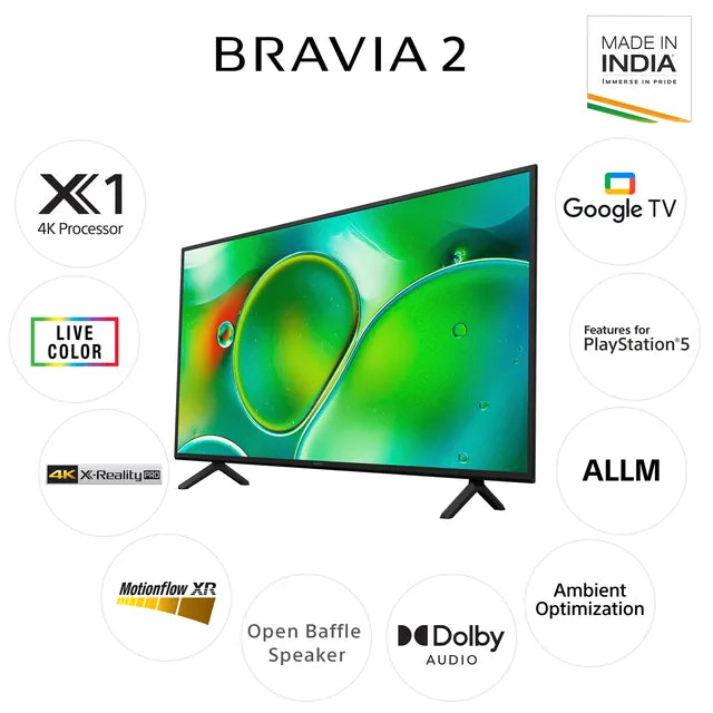 SONY Bravia 2 165.1 cm (65 inch) 4K Ultra HD Google TV with Live Colour Technology (2024 model)