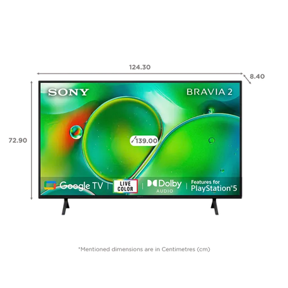 SONY Bravia 2 139.7 cm (55 inch) 4K Ultra HD Google TV with Live Colour Technology (2024 model)