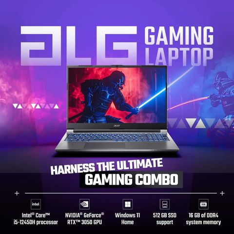 acer Aspire ALG Intel Core i5 12th Gen Gaming Laptop (16GB, 512GB SSD, Windows 11 Home, 6GB Graphics, 15.6 inch 144 Hz Full HD Display, NVIDIA GeForce RTX 3050, MS Office 2021, Steel Gray, 1.99 KG)