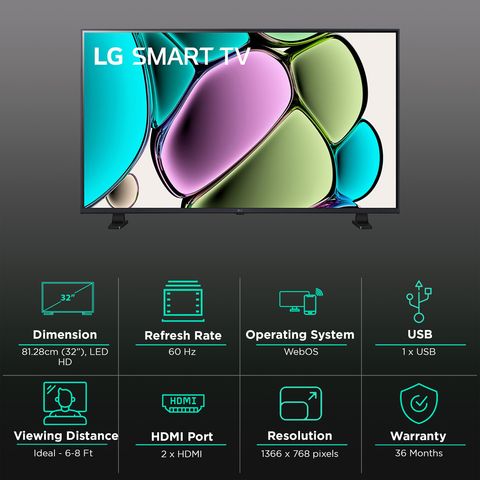 LG LR68 81.28 cm (32 inch) HD LED Smart webOS 23 TV with AI Upscaling (2024 model)