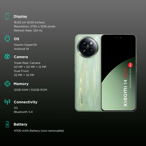 Xiaomi 14 CIVI 5G (12GB RAM, 512GB, Matcha Green)