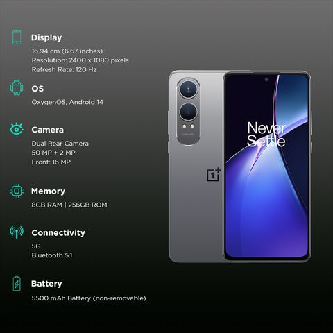 OnePlus Nord CE4 Lite 5G (8GB RAM, 256GB, Super Silver)