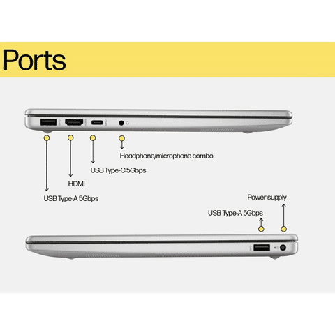 HP 14-gr1023TU Intel Core Ultra 7 Laptop (16GB, 512GB SSD, Windows 11 Home, 14 inch Full HD IPS Display, MS Office 2021, Natural Silver Aluminum, 1.4 KG)
