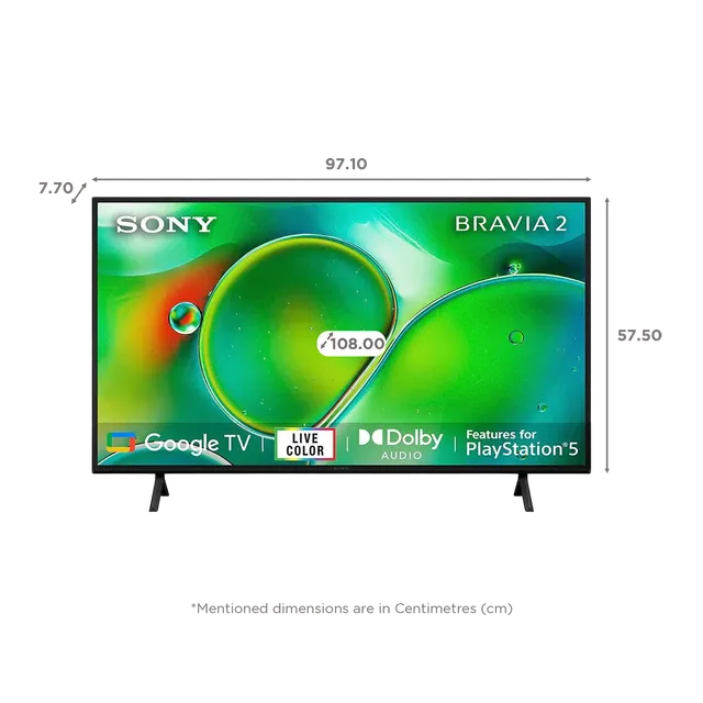 SONY Bravia 2 109 cm (43 inch) 4K Ultra HD LED Google TV with Dolby Audio( 2024 Model)