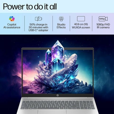 HP Pavilion 16 Intel Core Ultra 5 Laptop (16GB, 512GB SSD, Windows 11 Home, 16 inch Full HD IPS Display, MS Office 2021, Natural Silver Aluminum, 1.77 KG)