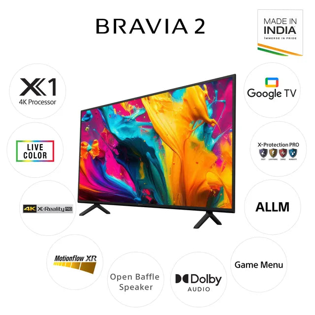 SONY Bravia 2 127 cm (50 inch) 4K Ultra HD LED Google TV with Live Colour Technology (2024 model)