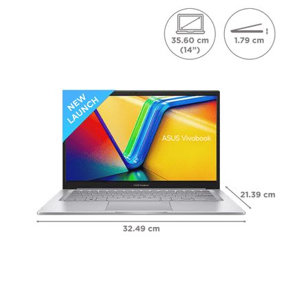 ASUS Vivobook 14 Intel Core i5 13th Gen Thin & Light Laptop (16GB, 512GB SSD, Windows 11 Home, 14 inch Full HD Display, MS Office 2021, Transparent Silver, 1.4 KG)