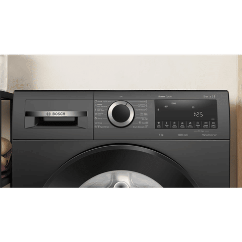 BOSCH 7 kg 5 Star Fully Automatic Front Load Washing Machine (Series 4, WGA12208IN, Anti Stain Program, Black)