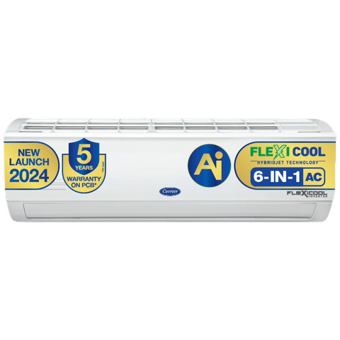 Carrier ESTER NEO Exi 6 in 1 Convertible 1 Ton 5 Star Inverter Split AC with Auto Cleanser (2024 Model, Copper Condenser, CAI12ES5R34F1)