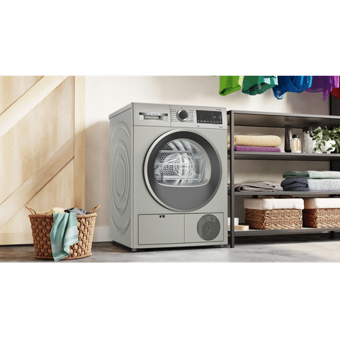 BOSCH 9 kg Fully Automatic Front Load Dryer (Series 4, WPG24108IN, In-Built Heater, Silver Inox)