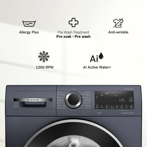 BOSCH 10 kg 5 Star Fully Automatic Front Load Washing Machine (Series 6, WGA252ZPIN, Anti Wrinkle, Dark Lake)