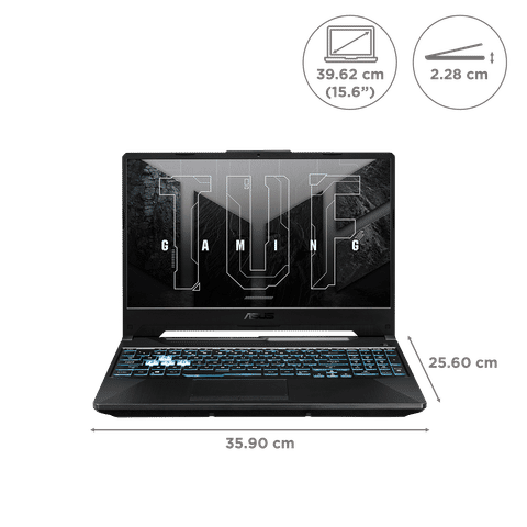 ASUS TUF Gaming A15 AMD Ryzen 7 Gaming Laptop (16GB, 512GB SSD, Windows 11 Home, 4GB Graphics, 15.6 inch 144 Hz Full HD Display, NVIDIA GeForce RTX 2050, MS Office Home and Student, Graphite Black, 2.3 KG)