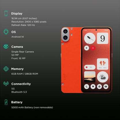 Nothing CMF Phone 1 5G (6GB RAM, 128GB, Orange)