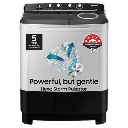 SAMSUNG 10.5 kg 5 Star Semi Automatic Washing Machine with Hexa Storm Pulsator (WT10C4260GG/TL, Light Gray)