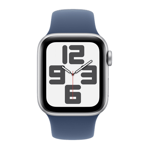 Apple Watch SE GPS with Denim Sport Band - S/M (40mm Retina LTPO OLED Display, Silver Aluminium Case)