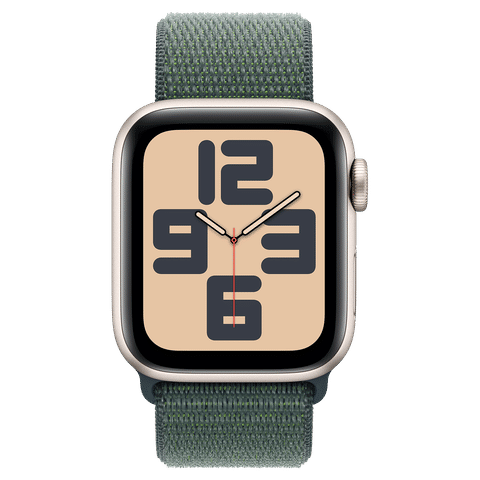 Apple Watch SE GPS with Lake Green Sport Loop (40mm Retina LTPO OLED Display, Starlight Aluminium Case)