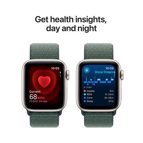 Apple Watch SE GPS with Lake Green Sport Loop (40mm Retina LTPO OLED Display, Starlight Aluminium Case)