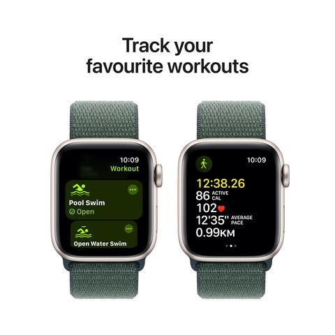 Apple Watch SE GPS with Lake Green Sport Loop (40mm Retina LTPO OLED Display, Starlight Aluminium Case)