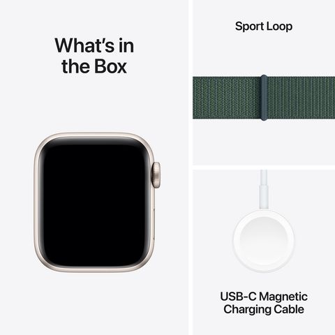 Apple Watch SE GPS with Lake Green Sport Loop (40mm Retina LTPO OLED Display, Starlight Aluminium Case)