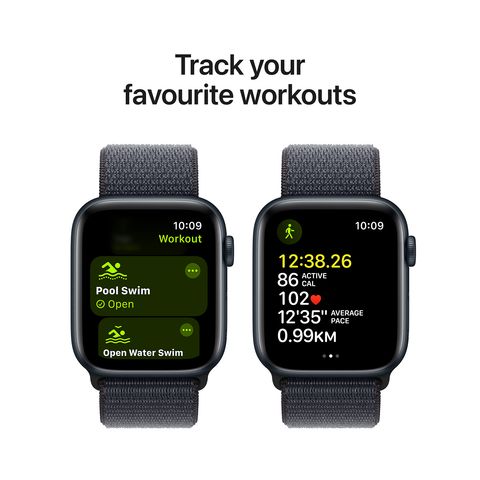 Apple Watch SE GPS with Ink Sport Loop (44mm Retina LTPO OLED Display, Midnight Aluminium Case)