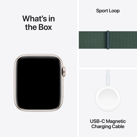 Apple Watch SE GPS with Lake Green Sport Loop (44mm Retina LTPO OLED Display, Starlight Aluminium Case)