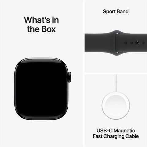 Apple Watch Series 10 GPS with Sport Band - S/M (42mm Retina LTPO3 OLED Display, Jet Black Aluminum Case)